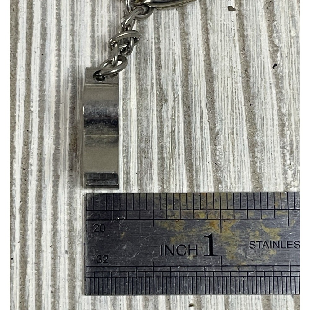 Silver Tone Metal Initial Letter R Block Charm Keychain Accessory - Picture 5 of 6